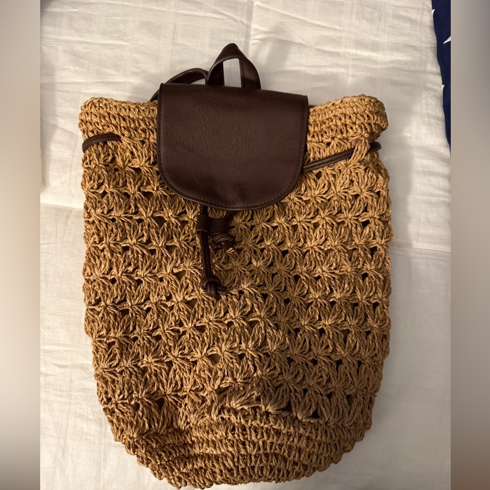 Cappelli Brown Crochet Backpack NWOT